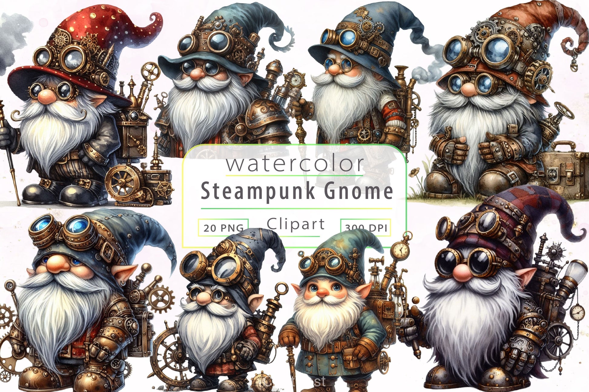 Steampunk Gnome Clipart Bundle - CraftNest - Digital Crafting and Art