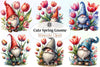 Cute Spring Gnomes Clipart Bundle