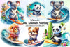 Cute Animals Surfing Clipart Bundle