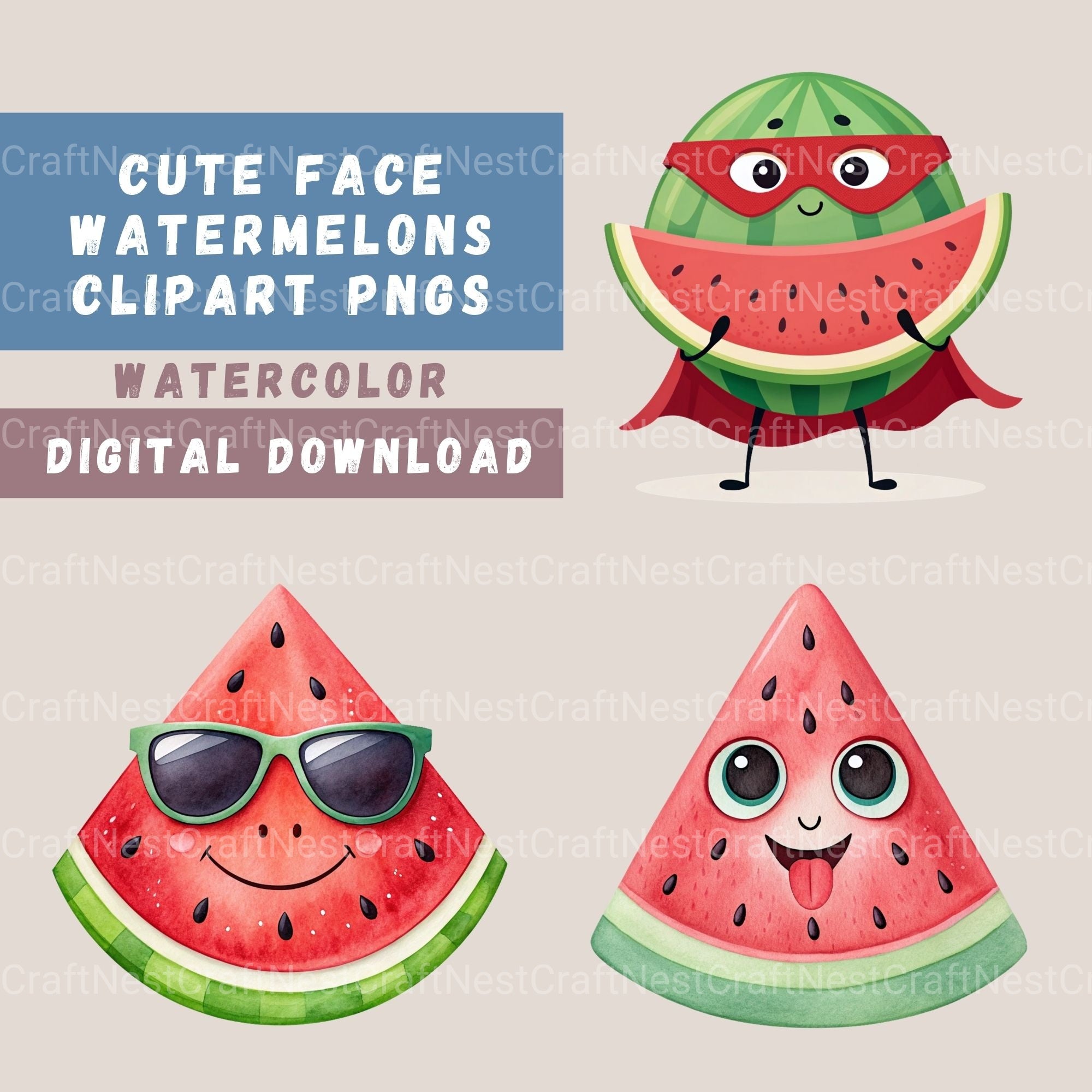 Watermelon Clipart Bundle - CraftNest - Digital Crafting and Art