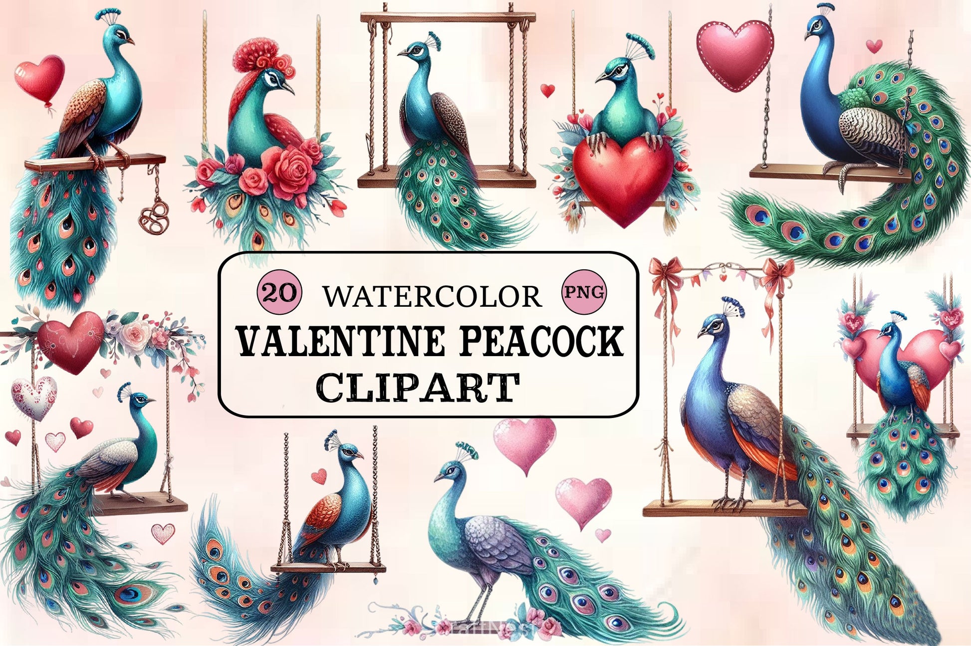 Valentine Peacock Clipart Bundle - CraftNest - Digital Crafting and Art