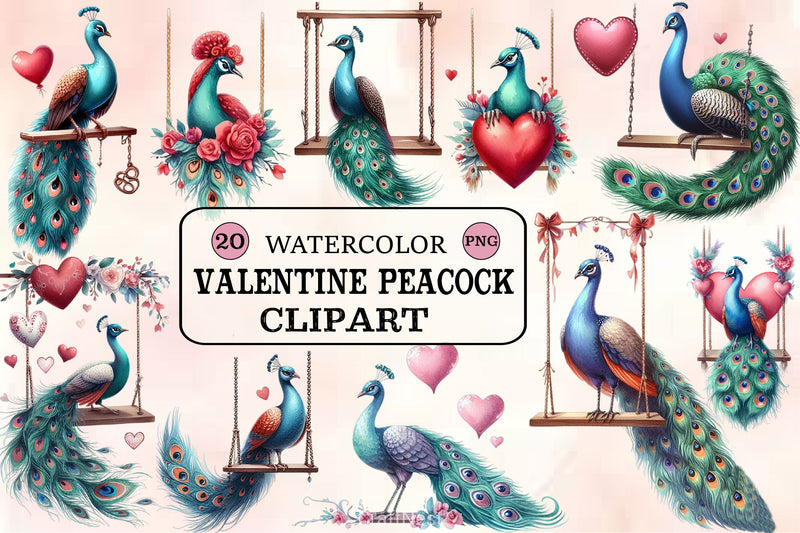 Valentine Peacock Clipart Bundle - CraftNest - Digital Crafting and Art
