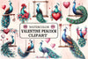 Valentine Peacock Clipart Bundle