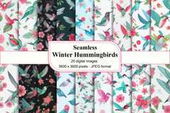 Winter Hummingbirds Digital Papers - CraftNest - Digital Crafting and Art