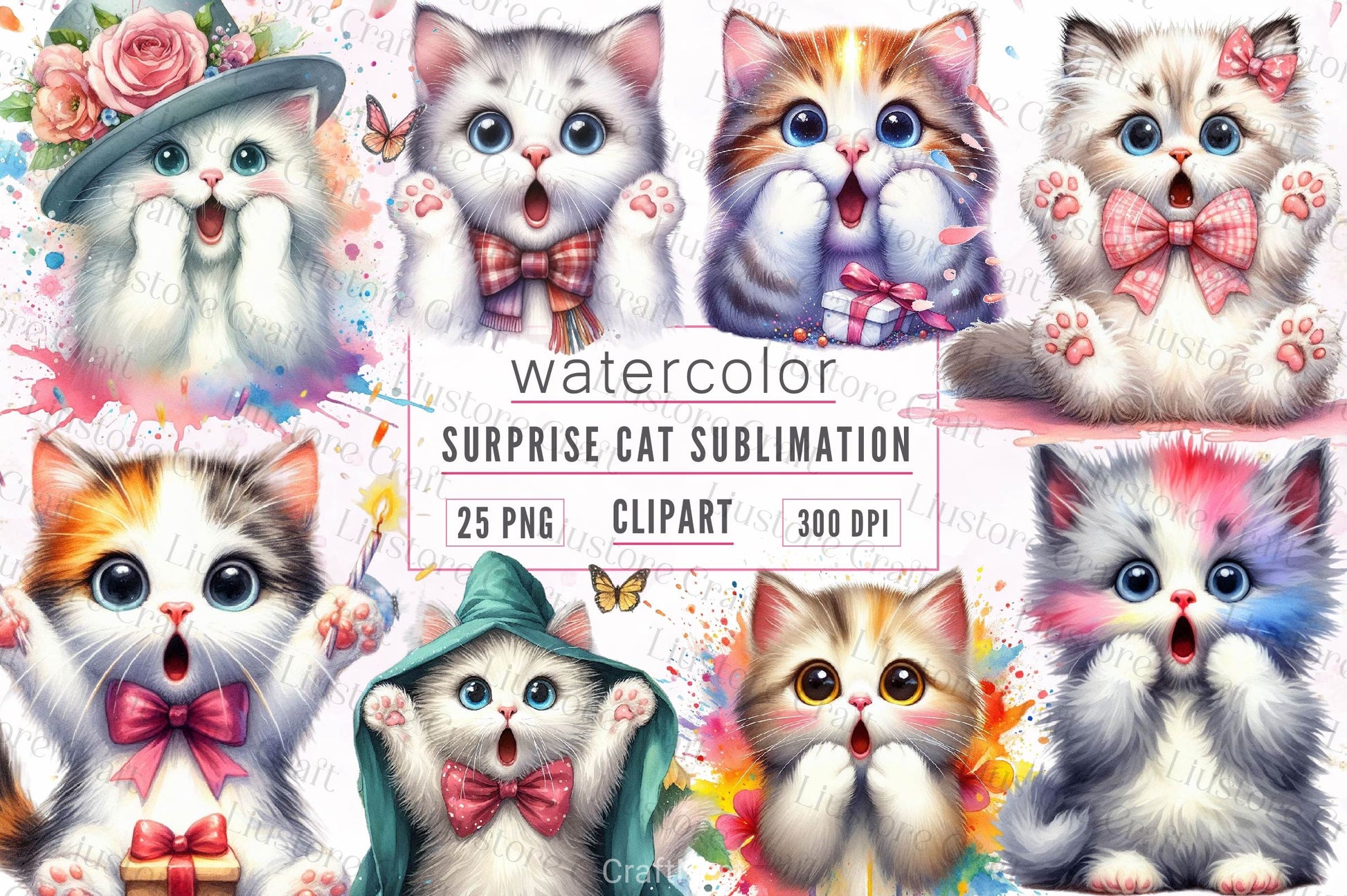 Surprise Cat Clipart Bundle - CraftNest - Digital Crafting and Art