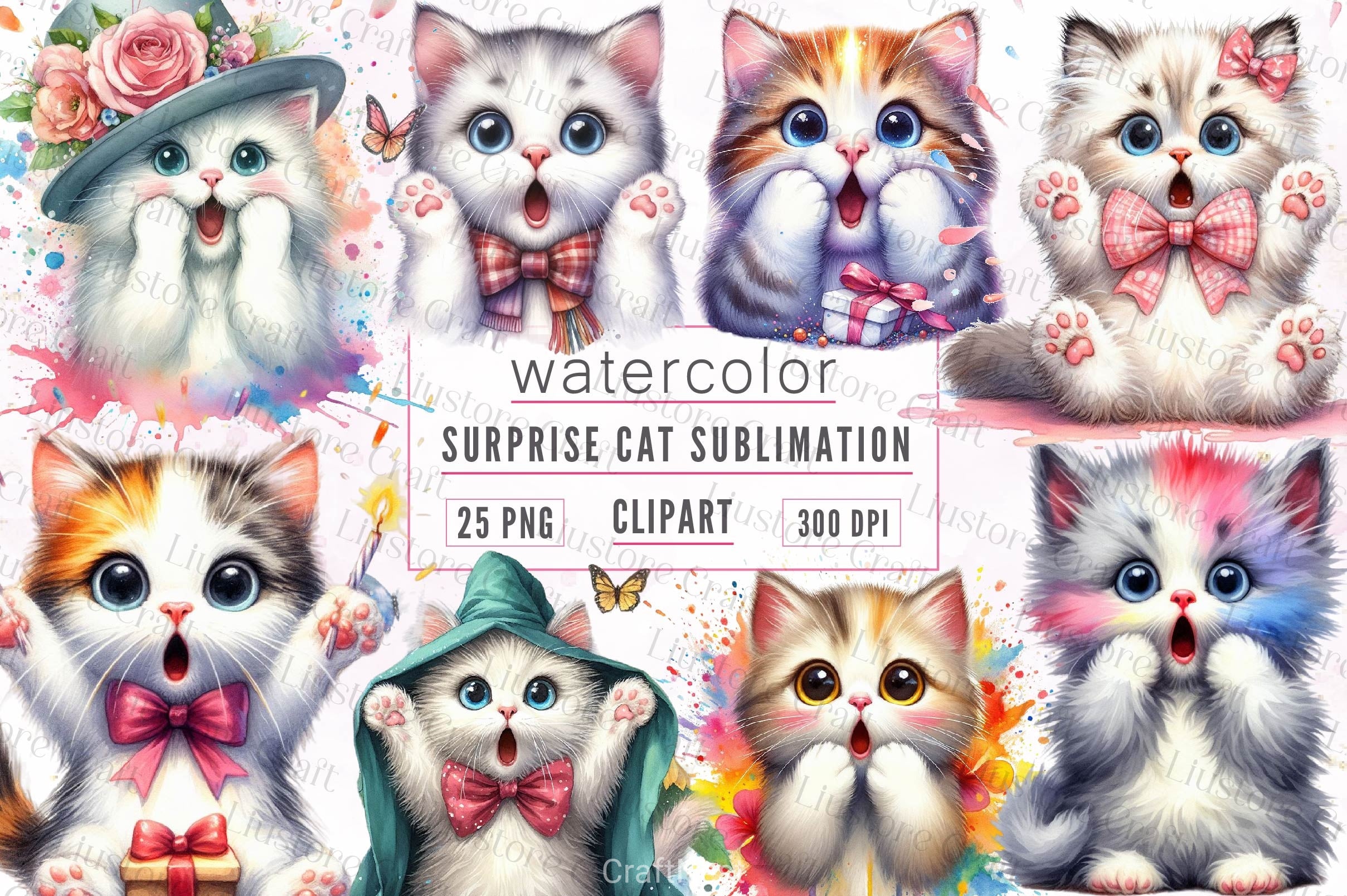 Surprise Cat Clipart Bundle - CraftNest - Digital Crafting and Art