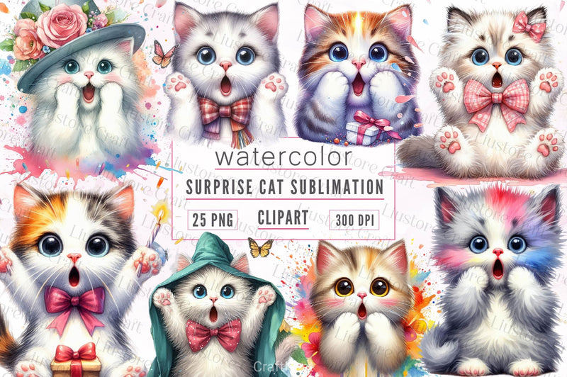 Surprise Cat Clipart Bundle - CraftNest - Digital Crafting and Art