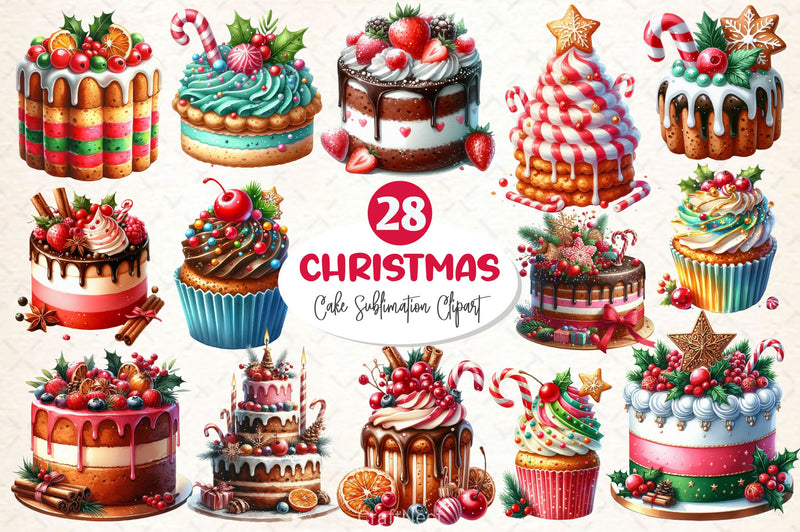 Christmas Cake Clipart Bundle 3 - CraftNest - Digital Crafting and Art