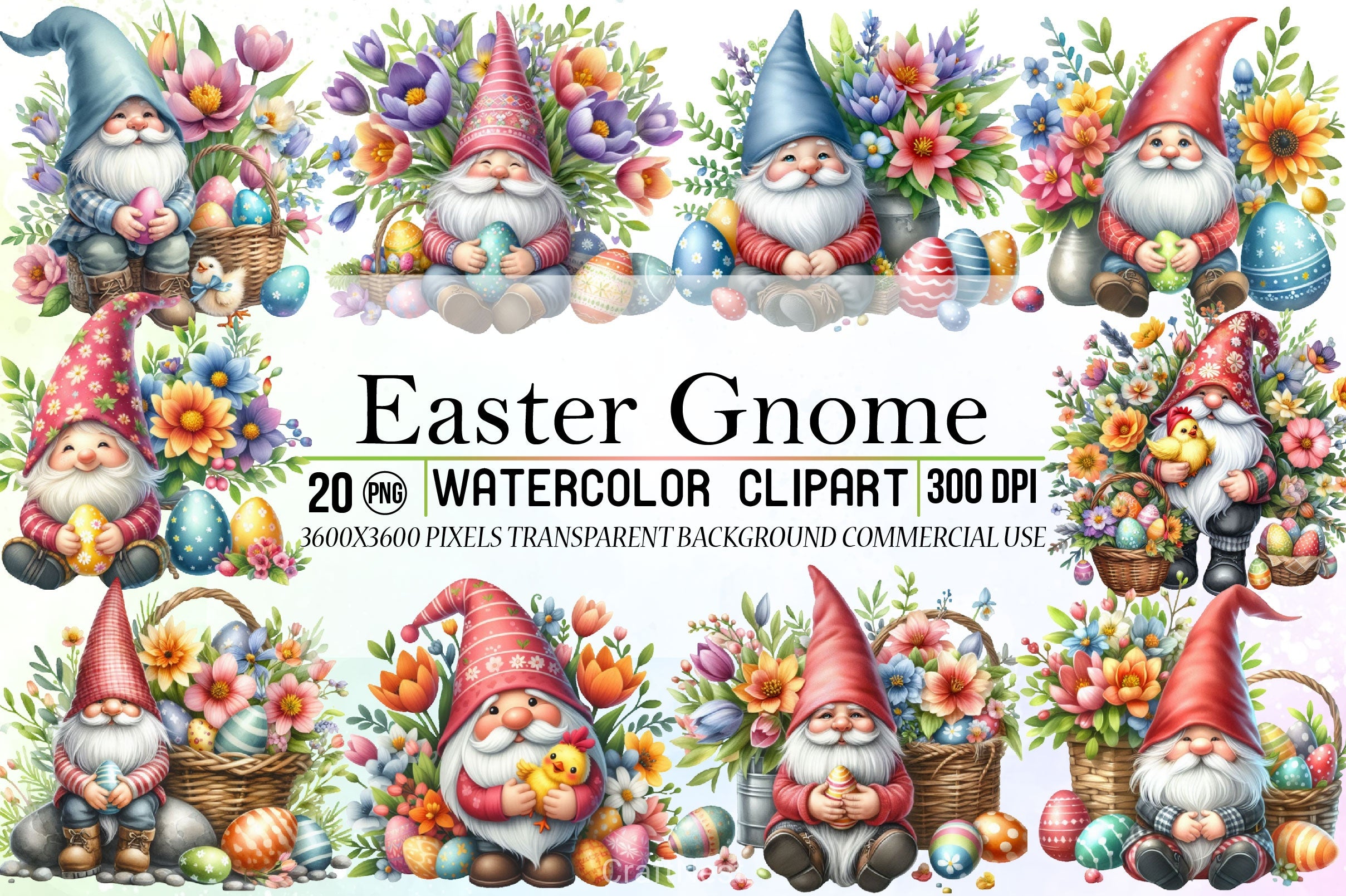 Easter Gnome Clipart Bundle 17 - CraftNest - Digital Crafting and Art