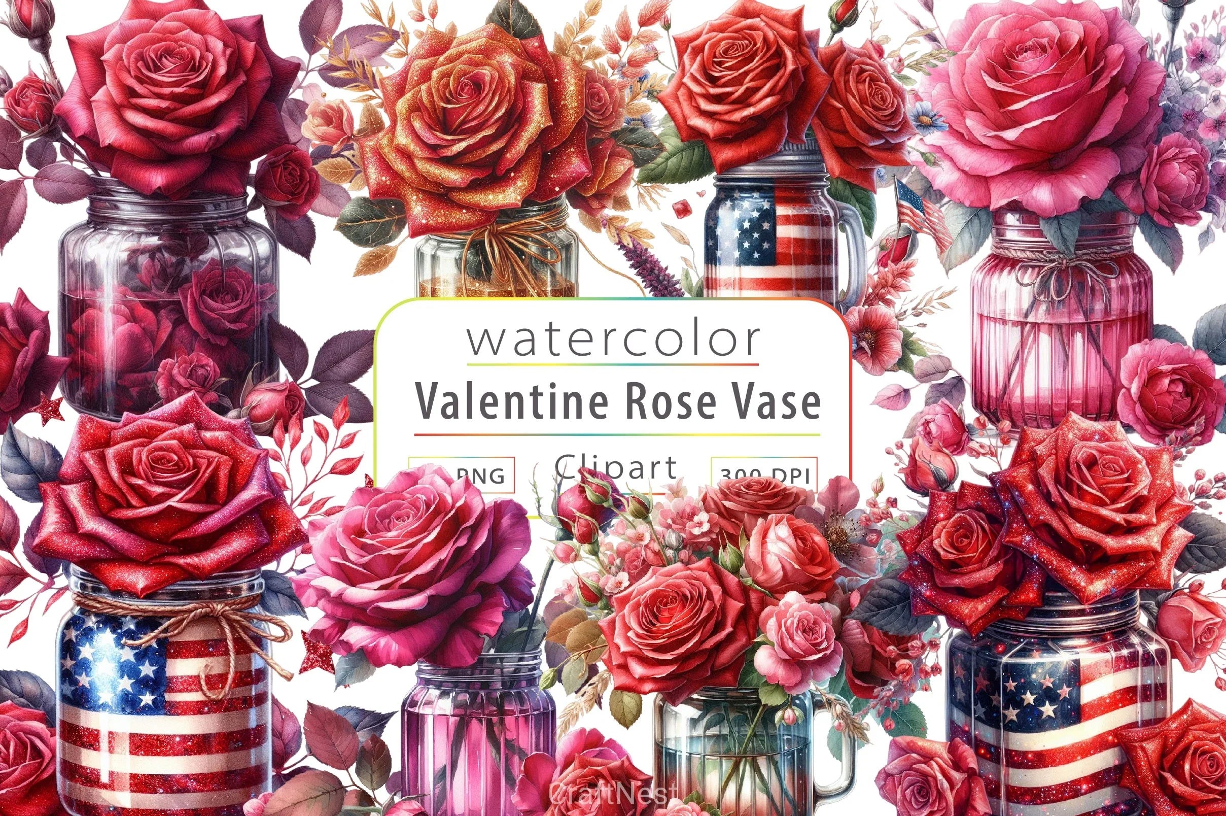 Rose In Vase Clipart Bundle - CraftNest - Digital Crafting and Art