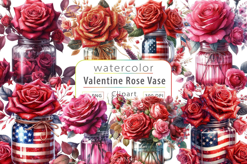 Rose In Vase Clipart Bundle - CraftNest - Digital Crafting and Art