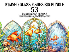 Stained Glass Fishes Clipart - CraftNest