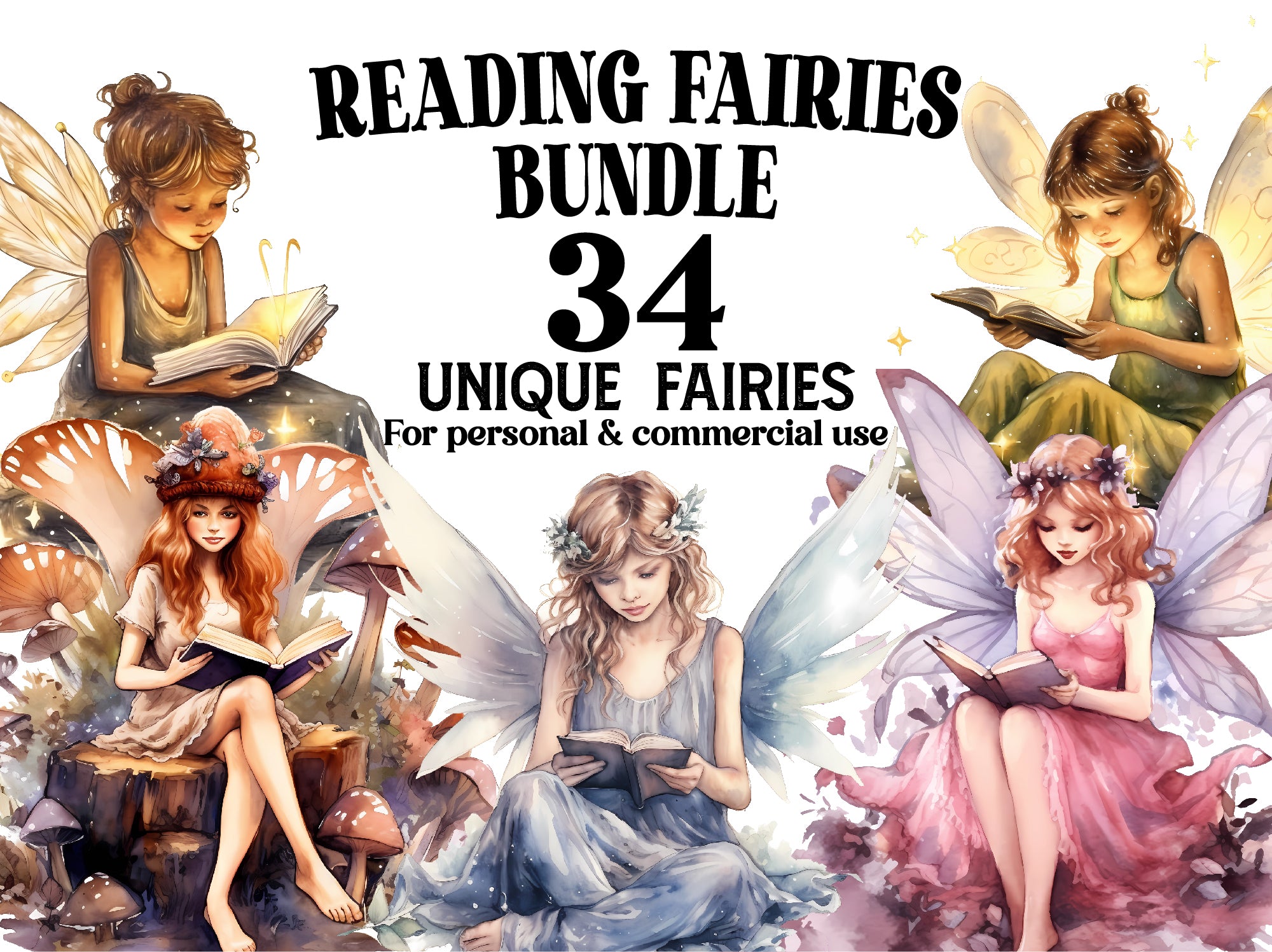 Reading Fairies Clipart - CraftNest