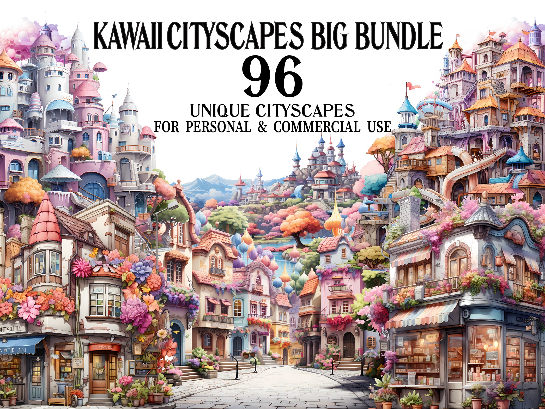 Kawaii Cityscapes Clipart - CraftNest