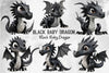 Baby Black Dragon Clipart Bundle