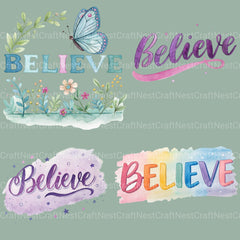 Believe Word Clipart Bundle - CraftNest - Digital Crafting and Art