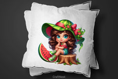 Watermelon Girl Clipart Bundle - CraftNest - Digital Crafting and Art