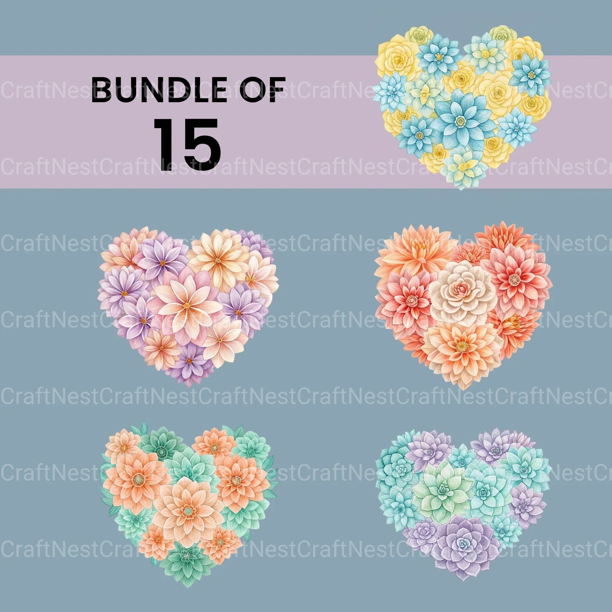 Flower Heart Clipart Bundle - CraftNest - Digital Crafting and Art