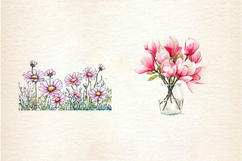 Pink Spring Clipart Bundle 3 - CraftNest - Digital Crafting and Art