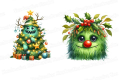 Christmas Monster Clipart Bundle: Transparent Graphics - CraftNest - Digital Crafting and Art