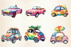 Rainbow Cute Summer Car Clipart Bundle - CraftNest - Digital Crafting and Art