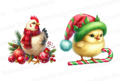 Christmas Chicken Clipart Bundle: Rooster & Hen Collection - CraftNest - Digital Crafting and Art