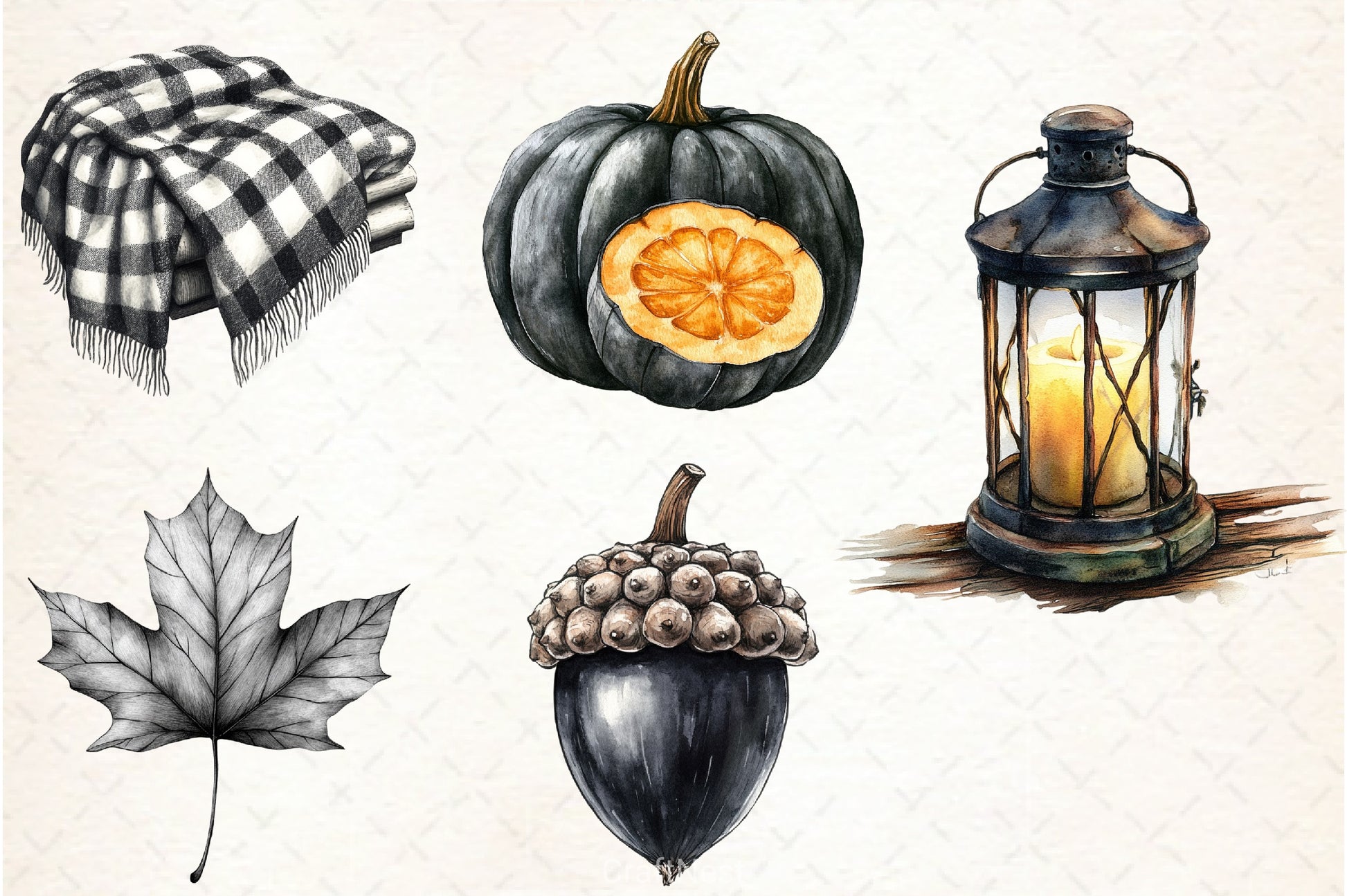 Black & White Autumn Clipart Bundle 4 - CraftNest - Digital Crafting and Art