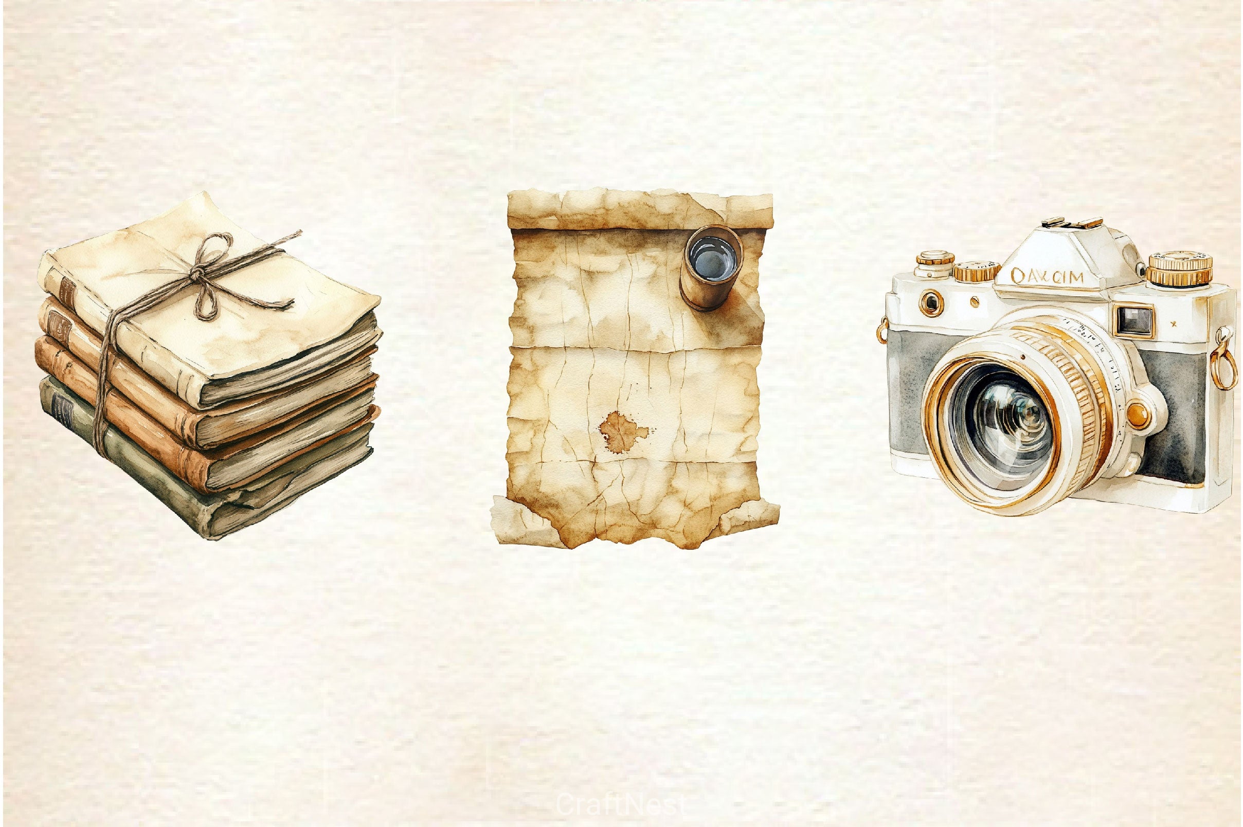 Antique Ivory Travel Clipart Bundle 2 - CraftNest - Digital Crafting and Art