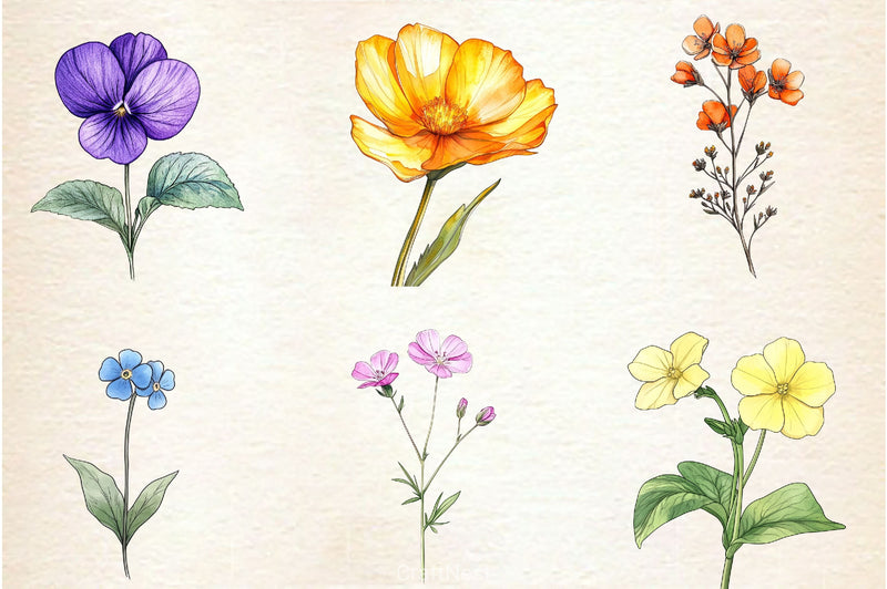 Tiny Wildflowers Clipart Bundle - CraftNest - Digital Crafting and Art