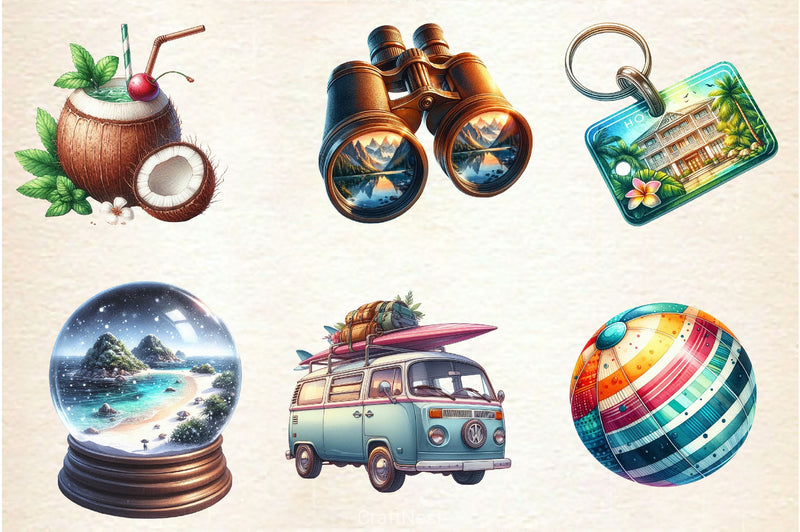 Vacation Summer Trip Clipart Bundle - CraftNest - Digital Crafting and Art
