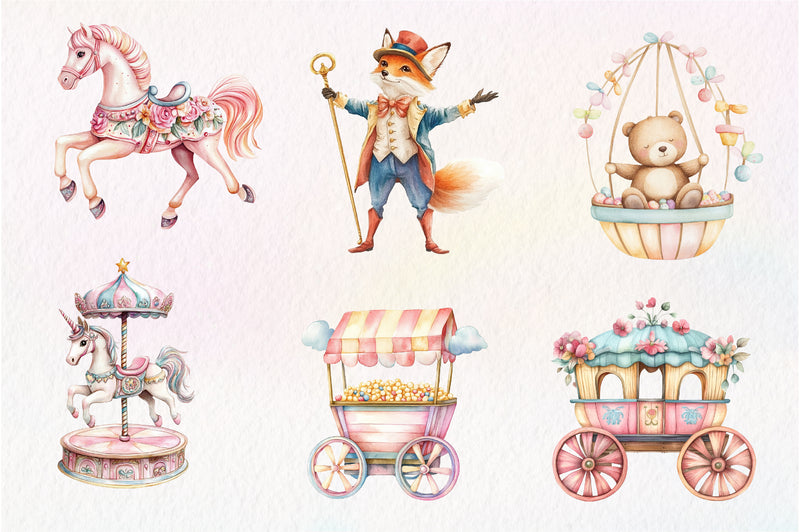 Vintage Circus Party Animal Clipart Bundle - CraftNest - Digital Crafting and Art