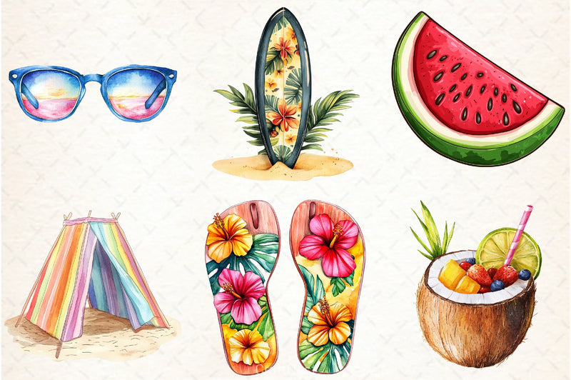 Summer Beach Fun Clipart Set - CraftNest - Digital Crafting and Art