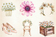 Pastel Daisies Wedding Clipart Bundle - CraftNest - Digital Crafting and Art