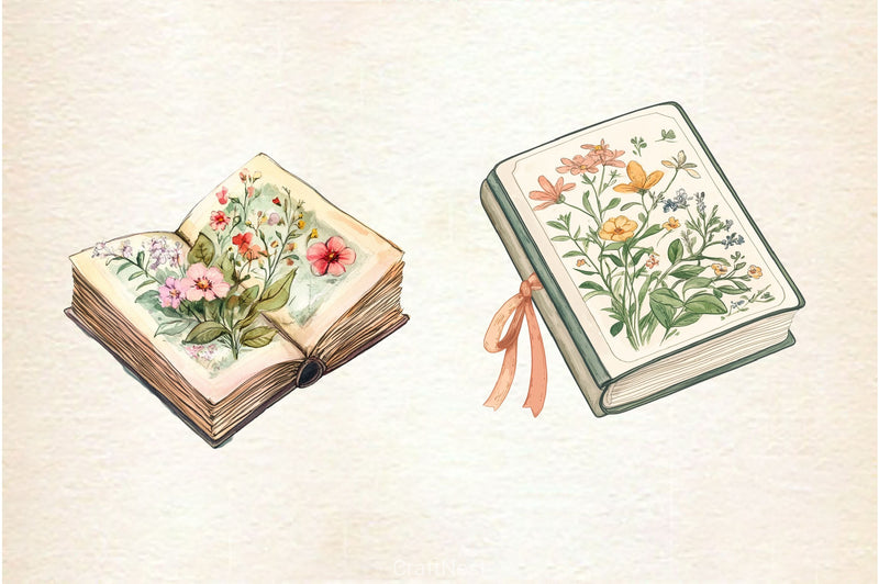 Pastel Cottage Shabby Chic Books Clipart Bundle - CraftNest - Digital Crafting and Art