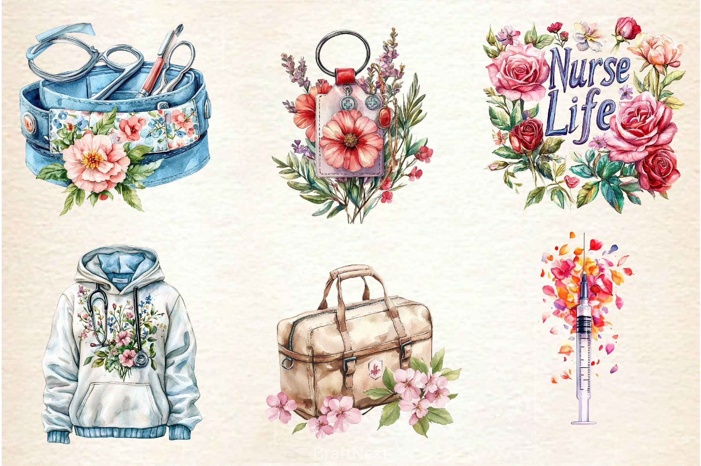 Flower Nurse Life Clipart Bundle - CraftNest - Digital Crafting and Art