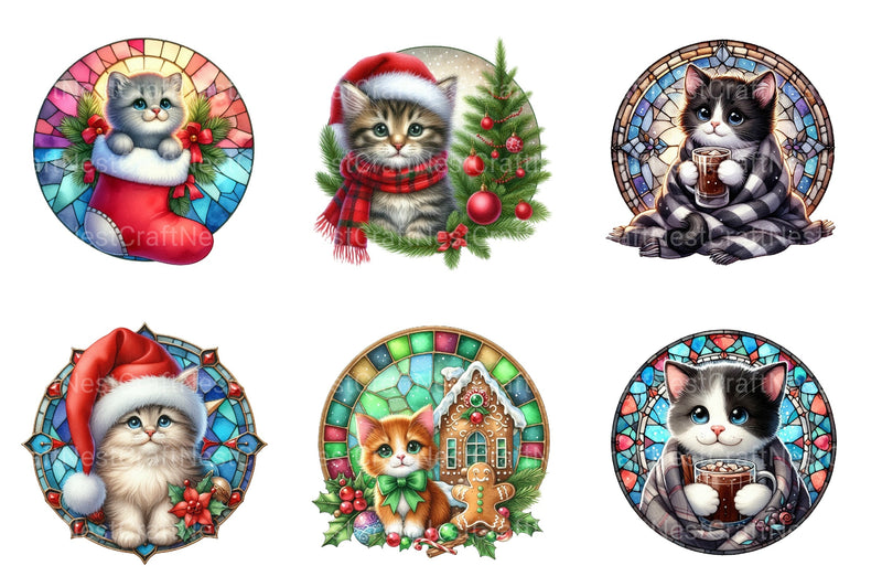 Christmas Cute Cat Ornament Designs - Funny Animal Clipart Bundle 88 - CraftNest - Digital Crafting and Art