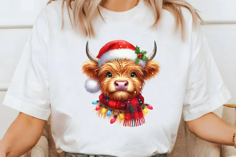 Cute Christmas Highland Cow Clipart Bundle - CraftNest - Digital Crafting and Art