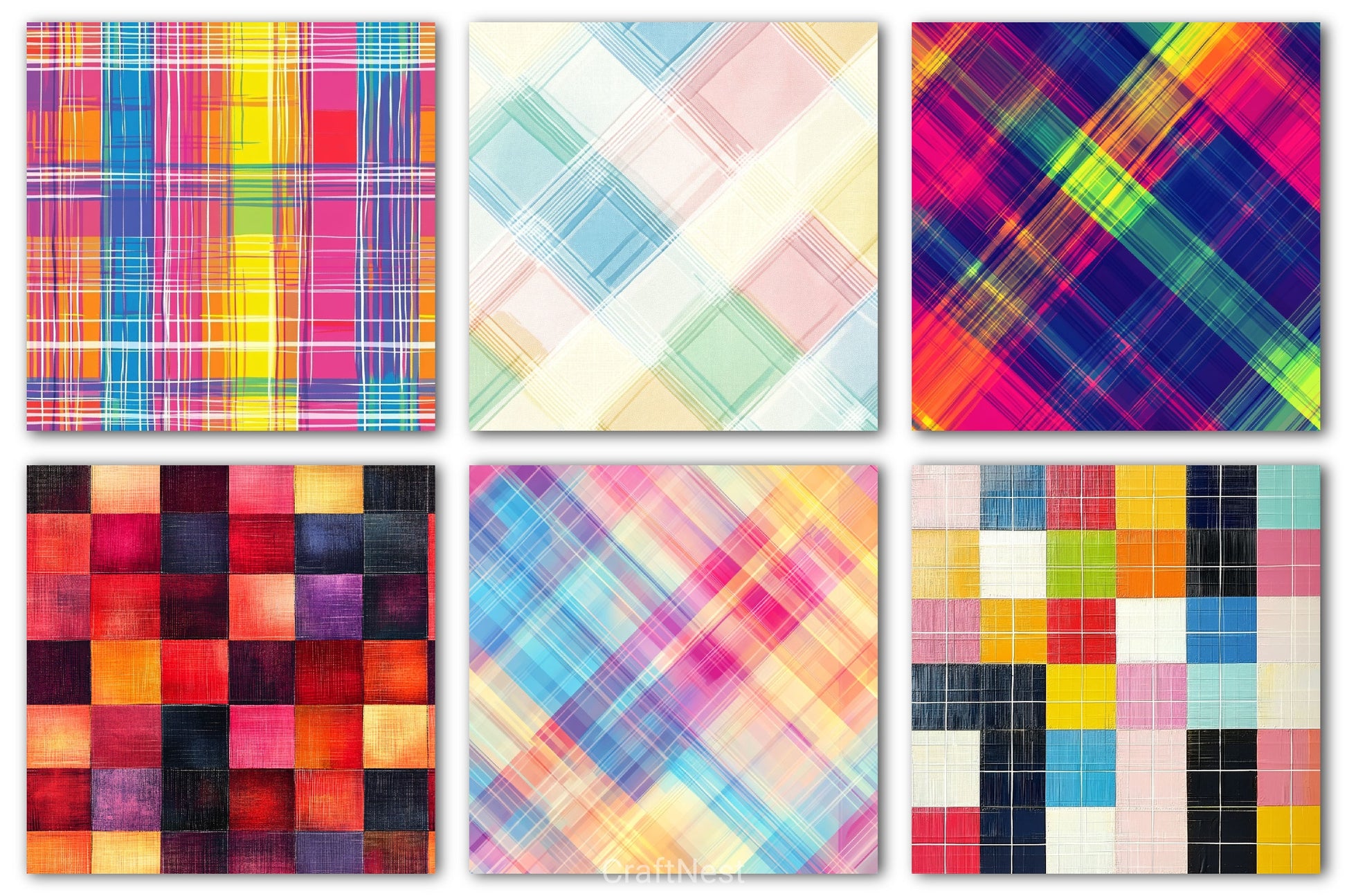 Colorful Plaid Digital Paper - CraftNest - Digital Crafting and Art