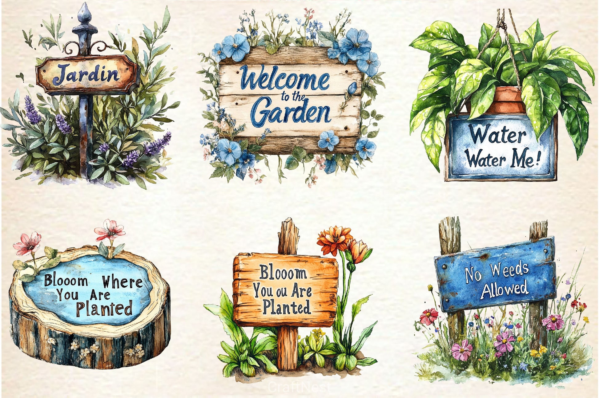 Garden Sign Clipart Bundle - CraftNest - Digital Crafting and Art