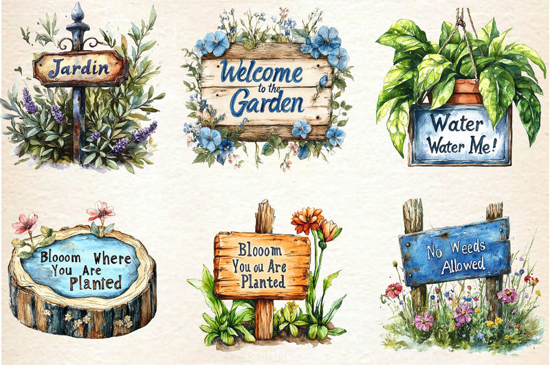 Garden Sign Clipart Bundle - CraftNest - Digital Crafting and Art