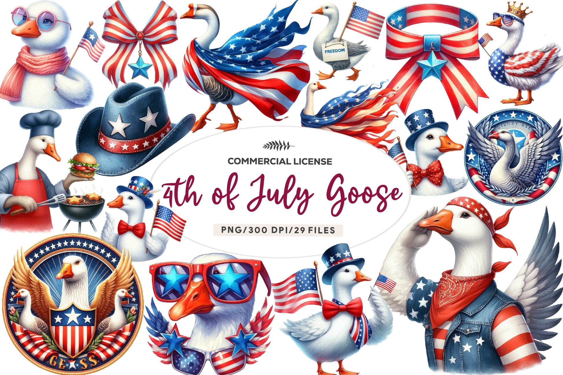 4th Of July Goose Clipart Bundle - CraftNest - Digital Crafting and Art