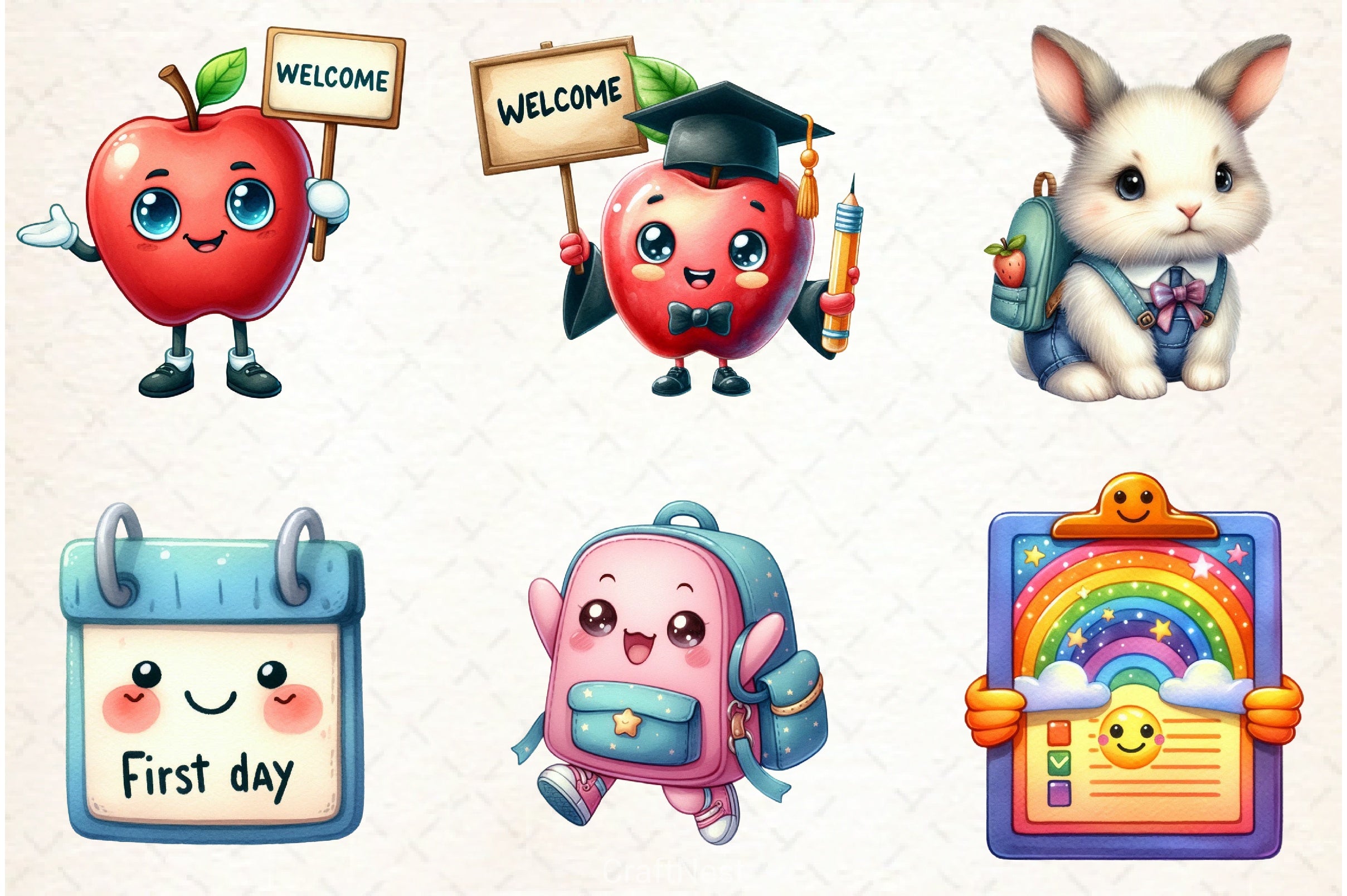 Kawaii School Clipart Bundle 5 - CraftNest - Digital Crafting and Art