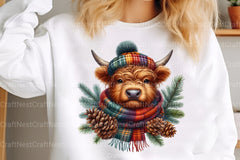 Christmas Highland Cow Clipart Bundle 20 - CraftNest - Digital Crafting and Art