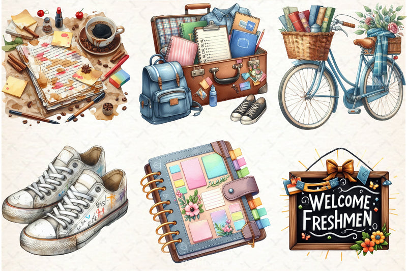 Freshman Year College Clipart Bundle - CraftNest - Digital Crafting and Art