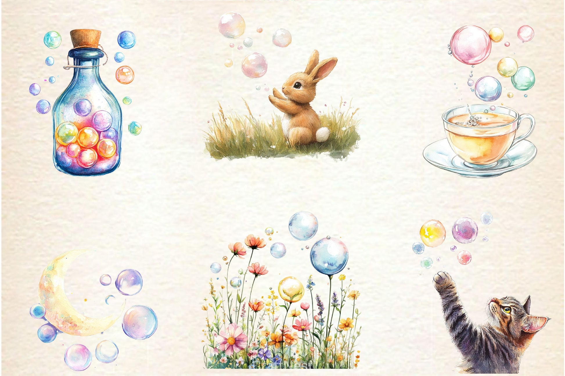 Pastel Soap Bubbles Clipart Bundle 2 - CraftNest - Digital Crafting and Art