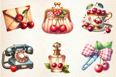 Coquette Cherry Clipart Bundle - CraftNest - Digital Crafting and Art