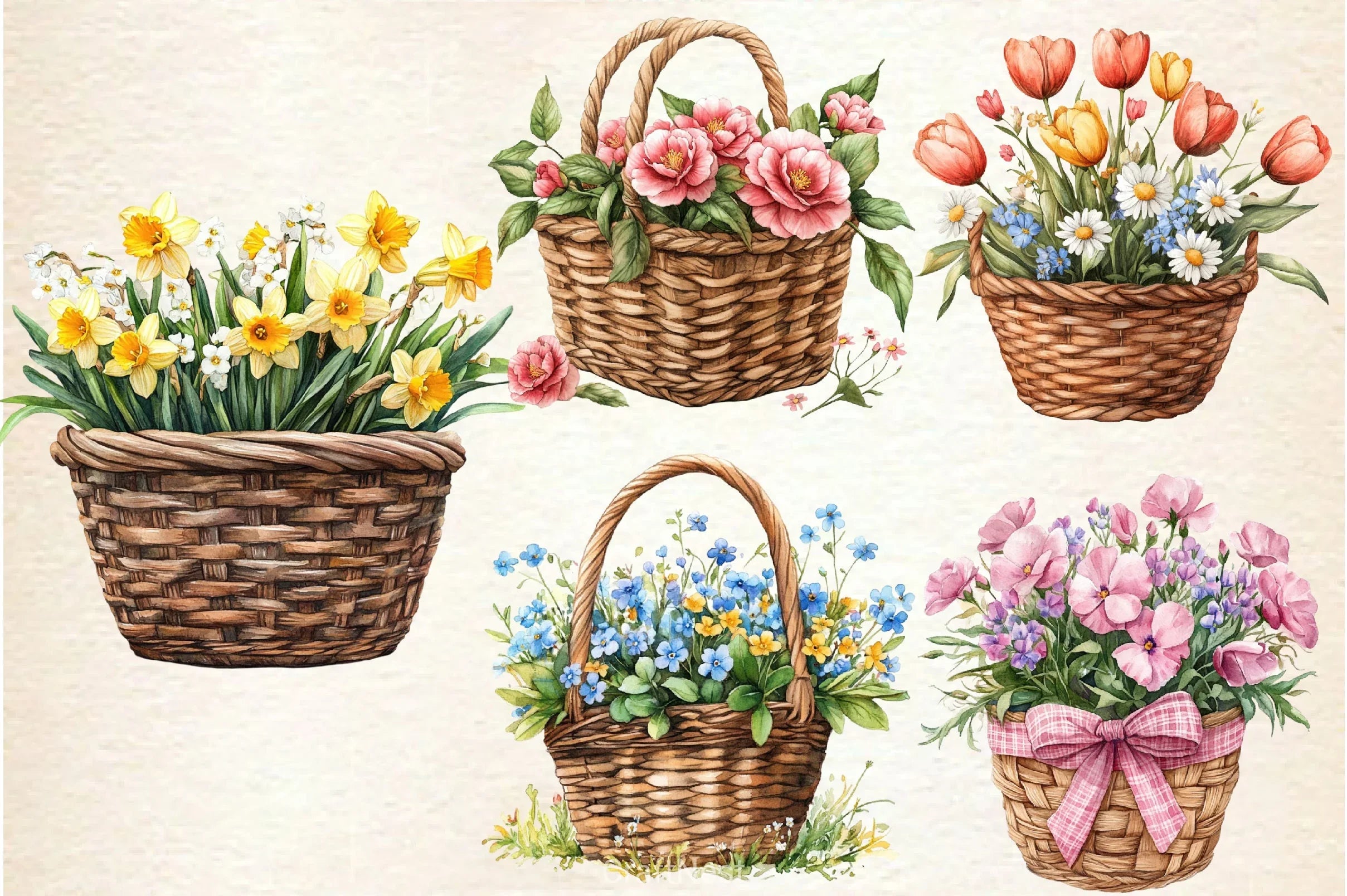 Spring Floral Baskets Clipart Bundle - CraftNest - Digital Crafting and Art