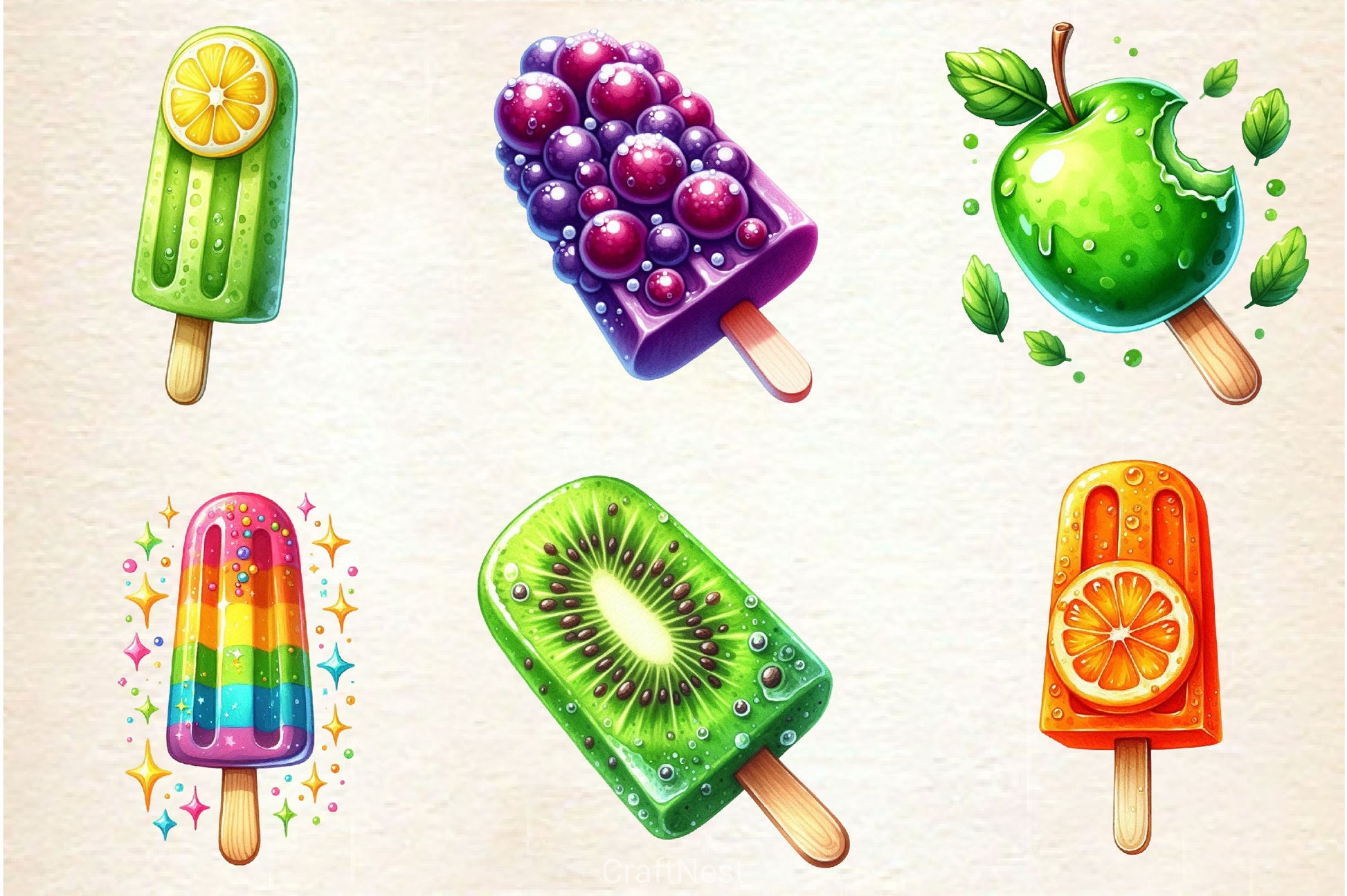 Popsicle Ice Cream For Summer Clipart Bundle - CraftNest - Digital Crafting and Art