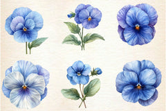Blue Pansy Flower Clipart Bundle - CraftNest - Digital Crafting and Art