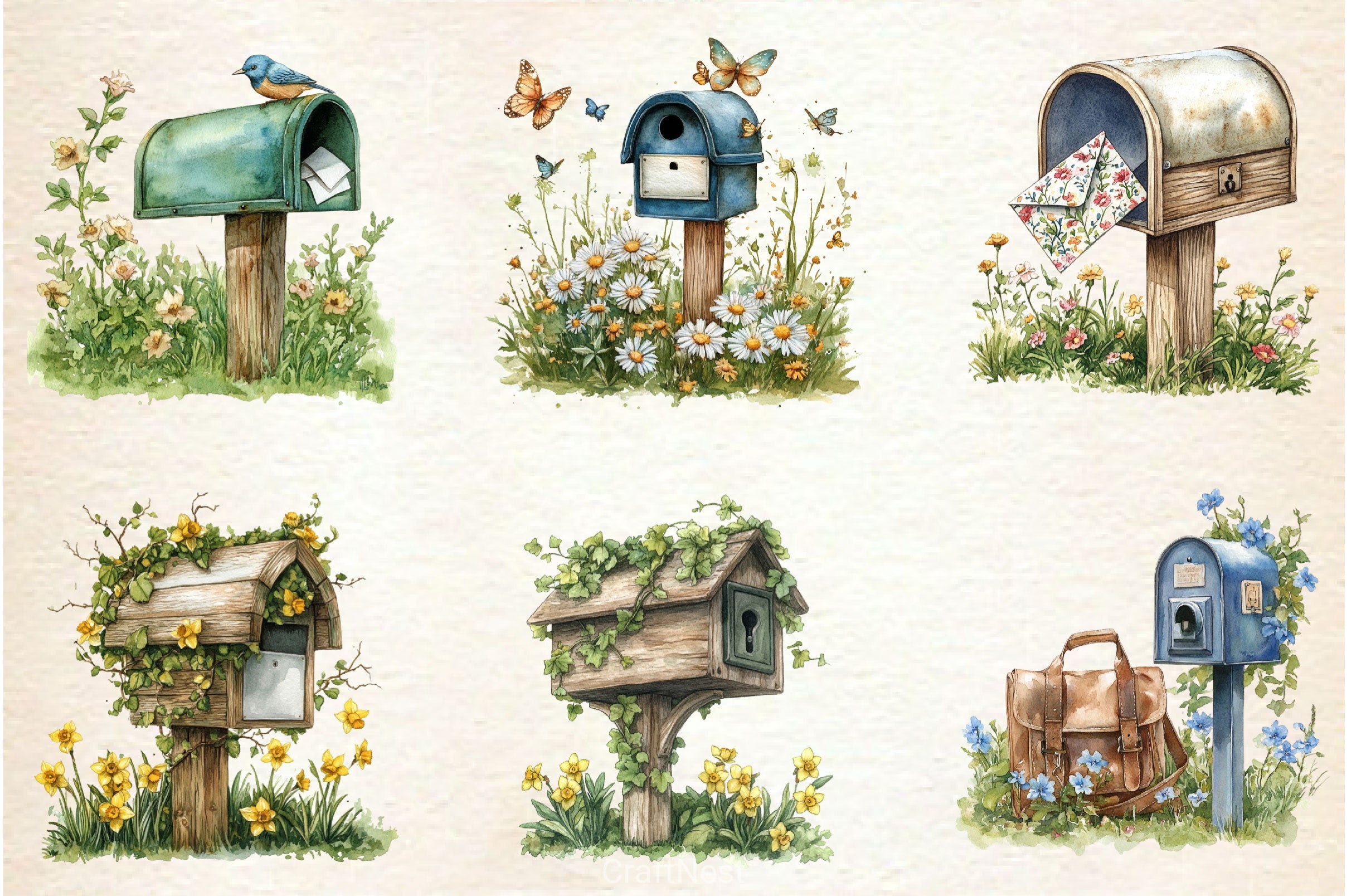 Spring Mailbox Clipart Bundle 2 - CraftNest - Digital Crafting and Art